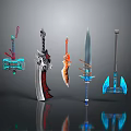 Cold weapons Sword Axe Hook Fork Spear Trident Melee Weapon Military 3d model