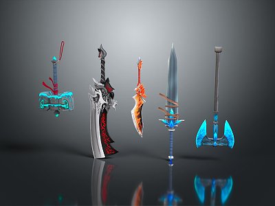 Cold weapons Sword Axe Hook Fork Spear Trident Melee Weapon Military 3d model