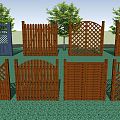 Modern Gate Villa Patio Garden Antiseptic Wooden Door Grid Door 3d model