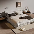 Modern Double Bed Room with Wooden Nightstands and Neutral Bedding
