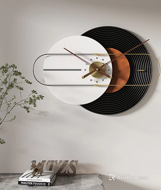 Modern Minimalist Wall Clock With White Black Brown Dials And Metal Hands 3d model