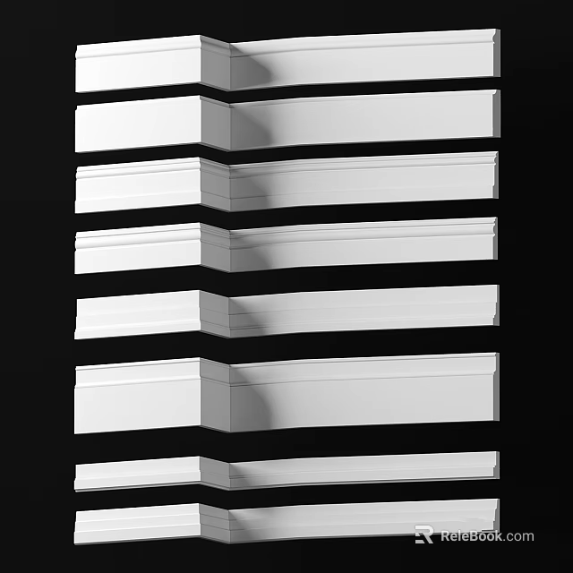 Modern White Decorative Components With Layered Design And Smooth Trim 3d model 