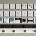 Modern Switch Panels With Various Socket Types Digital Displays And Controls