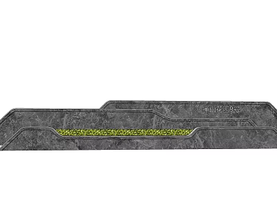 Modern Gray Stone Feature Wall With Green Inlay And Textured Surface 3d model