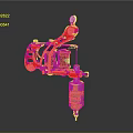 Professional Red And Black Tattoo Machine With Metal Frame And Needle Cartridge