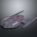 Dark Colored Cosmic Spaceship With Pink Accent Lines And Sleek Design