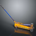 Yellow Hydraulic Jack With Blue Handle Wheels And PONE WALDHAUER Label