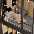 Modern Bunk Bed Design With Latticed Railings Ladder And Storage Cabinets