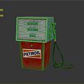 Vintage Red PETROIL Petrol Pump With Gasoline Regular Fuel Labels And Fuel Nozzle Hose