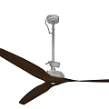 Ceiling Mounted Air Conditioning Fan With Wooden Blades And Copper Accents