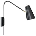 Modern Wall Lamps With Golden Conical Shades And Black Metal Arms
