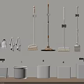 Bathroom Accessories Including Wall Mounted Cleaning Tools Towels And White Wash Basins