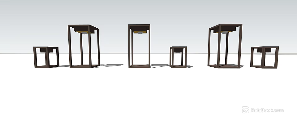 Modern Minimalist Floor Lamps With Dark Frame In Three Different Sizes For Indoor Home Decor 3d model 