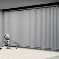 White Vertical Blinds In Interior Room With White Walls Wooden Floor And Small Plant
