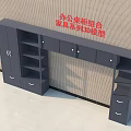 Modern Office Desk Cabinet Combination Furniture Series 3D Model With Storage Shelves And Drawers