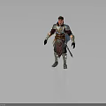 3D Fantasy Medieval Warrior Character In Armored Outfit With Metal Armor Details