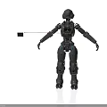 Detailed Gray Humanoid Robot With Mechanical Armor Helmet And Articulated Joints