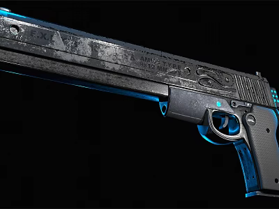 Futuristic Weapon Design Featuring Pistol With Blue Illumination And Intricate Patterns 3d model