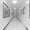 Modern Clean Laboratory Interior With White Lab Benches Blue Stools Windows Cabinets And Overhead Lighting