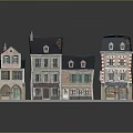 Residential Building Models with Various Colors Sloped Roofs Arched Doors and Colorful Facades