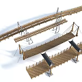 Different Wooden Bridge Designs With Rope Supports And Wooden Walkway Structures