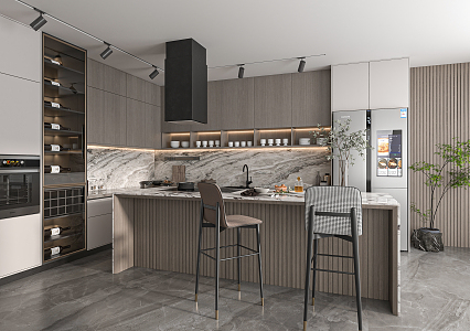 Open kitchen Modern kitchen 3d model