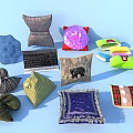 Decorative Pillows with Various Patterns Colors and Designs for Home Decor 3d model