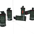M18 Red Green Smoke Grenades With Warning Labels And Military Design