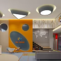 Modern Qidia English School Interior Design With World Map Bookshelves And Staircase