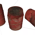 Industrial Equipment Old Red Worn Rusted Oil Drums With Distressed Look