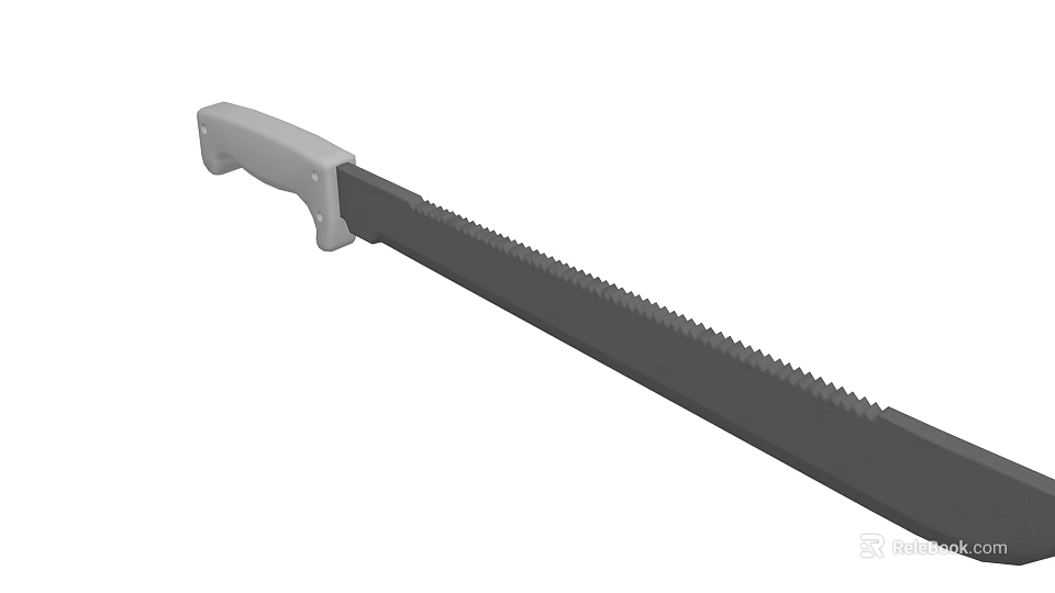 Military Style Serrated Weapon Knife With Long Blade And White Handle 3d model 