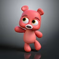 Pink Cartoon Plush Bear Toy With Big Eyes And Cute Standing Pose