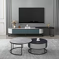 Elegant Modern TV Stand With Wall Mounted TV Decorative Vase Coffee Tables And Rug
