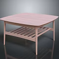 Modern Minimalist Wooden Coffee Table With Square Tabletop And Lower Slatted Shelf