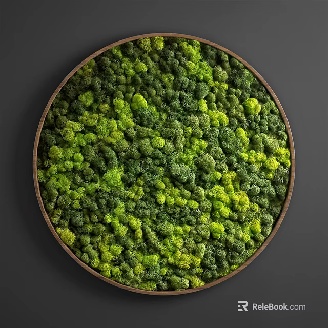 Lush Green Living Plant Wall Circular Design For Indoor Interior Decor 3d model 