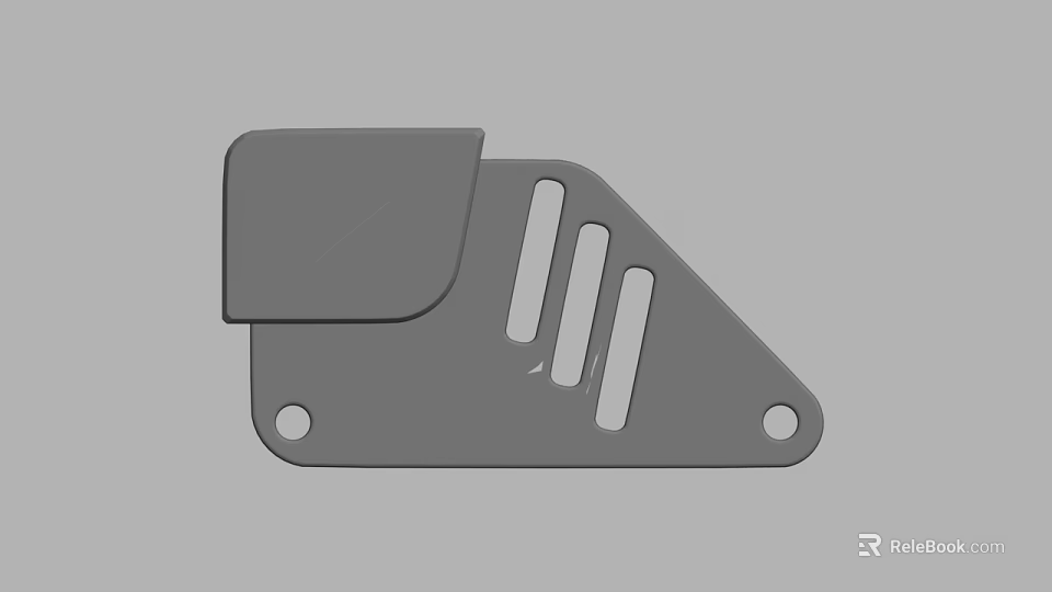 Other Gray Metal Bracket with Two Holes and Parallel Slots Structure 3d model 