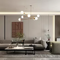 Modern Living Room Interior Design With TV Wall Fireplace Beige Sofa And Chandelier