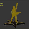 Dynamic Game Movie Character In Blue Coat White Pants Standing On Star Base Pointing Up
