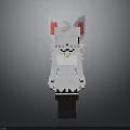 Cute Pixelated White Cat With Pink Ears Block Toy Figure Design