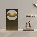 Wabi Sabi Table Lamp With Modern Geometric Design And Figurines On Vogue Cover Books