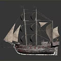 Vintage Sailing Ship With Multiple Sails And Tall Masts For Water Transport