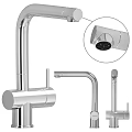 Modern Stainless Steel Kitchen Sink With Square Design Faucet And Color Options