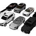 Various Types of Cars Including SUV Sedans Convertible in White Black Silver Colors