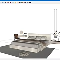 Modern Cream Style Double Bed Fabric Double Bedside Table Chandelier Dressing Table Single Chair 3d model