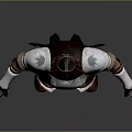 Detailed White And Red Medieval Fantasy Armor 3D Character Costume Design