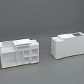 Two Modern White Reception Desk Designs With Wooden Bases And Storage Features