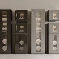 Modern Kitchen Appliances in Black and Silver with Multiple Glass Doors and Sleek Design