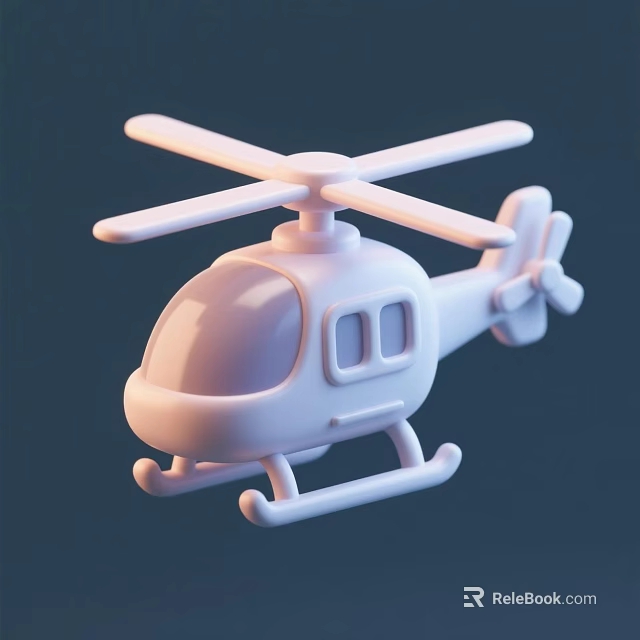 Cute White Toy Helicopter With Rotors Windows And Landing Gear 3d model 