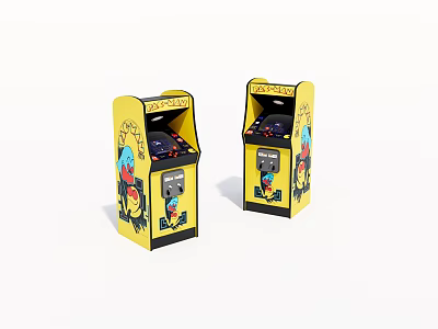 Yellow Double Dragon Arcade Game Machines As Classic Entertainment Appliances With Cartoon Graphics 3d model