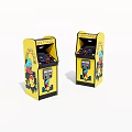 Yellow Double Dragon Arcade Game Machines As Classic Entertainment Appliances With Cartoon Graphics